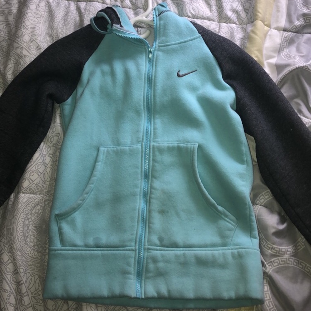 Blue and gray nike sweater